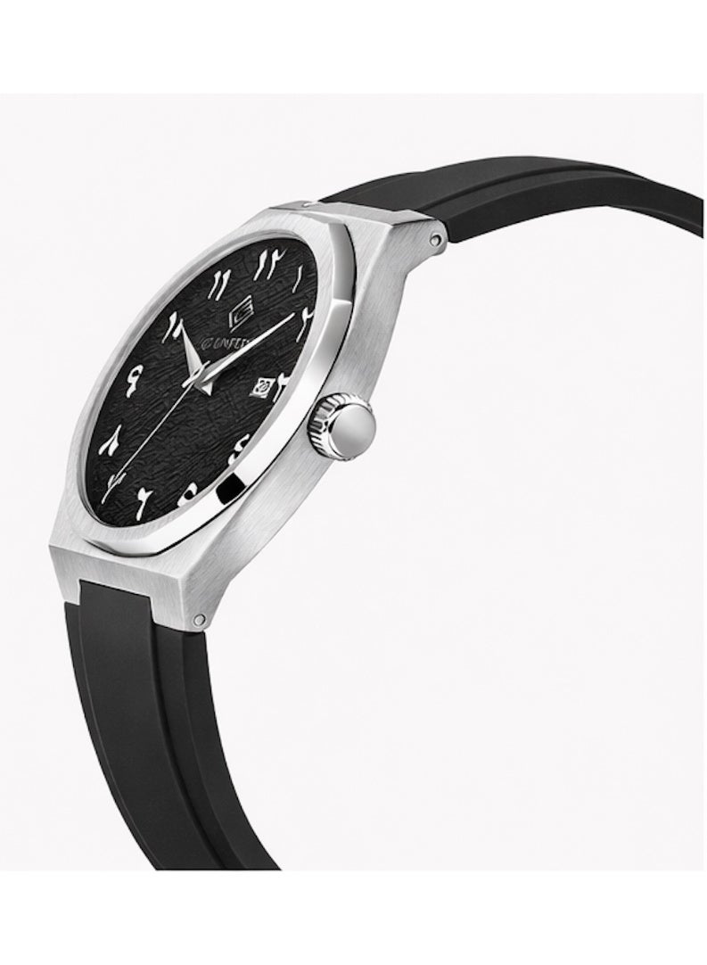 FG UNITED Mens Thin Design stainless steel case silicone strap watch 41mm - FG7001 - Image 2